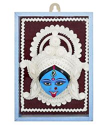 Clay Face of Kali with Shola Pith Decoration - Wall Hanging