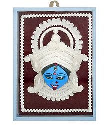 Clay Face of Kali with Shola Pith Decoration - Wall Hanging