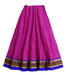 Magenta Cotton Skirt with Embroidered Border