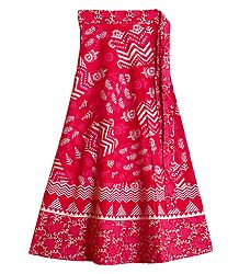 Sangeneri Print on Red Wrap Around Skirt