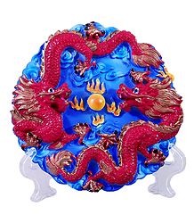 Dragons on Plate with Stand - Stone Dust Showpiece