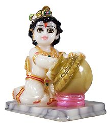 Makhan Chor Krishna - Marble Dust Statue