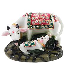 Decorative Marble Dust Cow and Calf