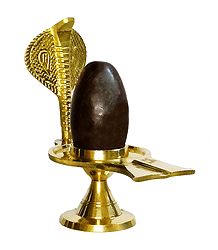 Narmadeshwar Shiva Linga on Brass Base with Snake
