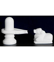 White Shiva Linga with Nandi