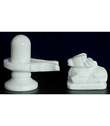 White Shiva Linga with Nandi