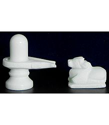 White Shiva Linga with Nandi