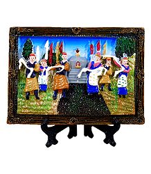 Sikkimese Dancers on Plate with Stand - Stone Dust Showpiece