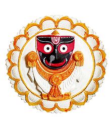 Jagannathdev on a Round White Lotus - Wall Hanging