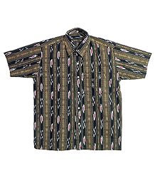 Black Shirt with Ikkat Design