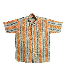 Multicolor Shirt with Ikkat Design