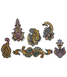 Set of 6 Multicolor Glitter Sticker Tattoos