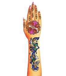 Multicolor Glitter Stick-on Mehendi for Single Hand