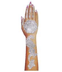 Silver Glitter Sticker Mehendi for Single Hand