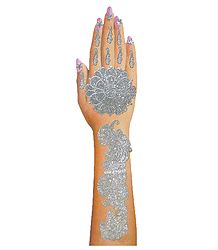 Silver Glitter Sticker Mehendi for Single Hand