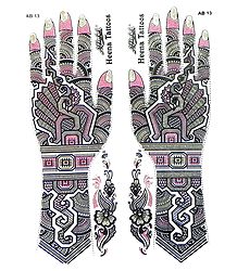 Set of Green,Black with Golden Glitter Sticker Mehendi for Hand Decor
