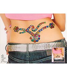 Multicolor and Stone Studded Waist Tattoo (Can Be used on Other Parts of the Body)