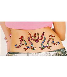 Multicolor and Stone Studded Waist Tattoo (Can Be used on Other Parts of the Body)