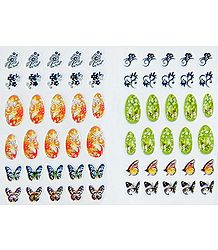 Set of 2 Printed Sheets of Decorative Sticker for Nails