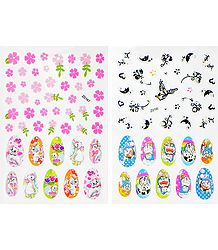 Set of 2 Printed Sheets of Cartoon Sticker for Nails