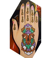 Multicolor Glitter Mehendi for Single Hand