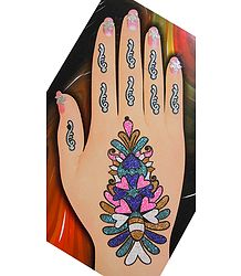 Multicolor Glitter Flower Bouque Mehendi for Single Hand