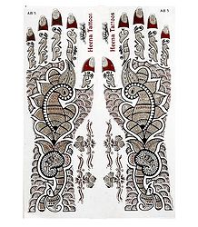 Set of Maroon with Silver Glitter Sticker Mehendi for Hand and Body Decor