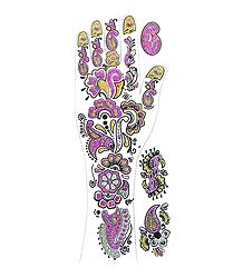 Mauve, Black with Golden Glitter Sticker Mehendi for Single Hand Decor