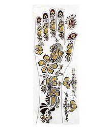 Maroon with Golden Glitter Sticker Mehendi for Single Hand