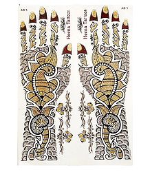 Set of Maroon with Golden Glitter Sticker Mehendi for Hand and Body Decor