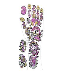 Mauve, Black with Golden Glitter Sticker Mehendi for Single Hand Decor