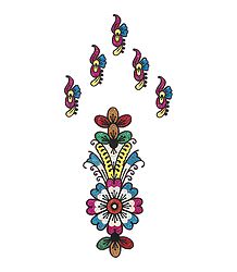 Multicolor with Golden Glitter Hand Tattoo