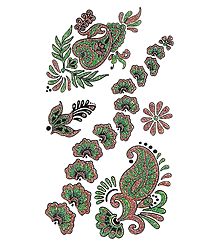 Green with Golden Glitter Sticker Tattoos
