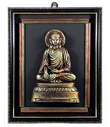 Lord Buddha on Wooden Frame - Wall Hanging