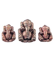 Set of 3 Ganesha in Tribal Style