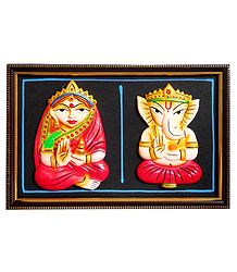 Lakshmi and Ganesha - Terracotta Wall Hanging