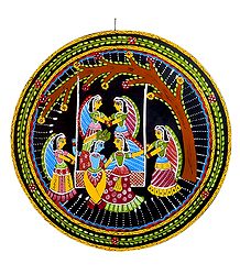Radha Krishna with Gopinis - Wall Hanging