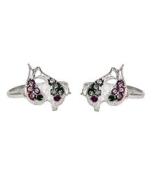 White Stone Studded Metal Toe Ring
