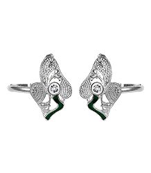 White Stone Studded Adjustable Metal Toe Ring