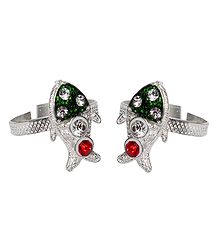 White Stone Studded Adjustable Toe Ring