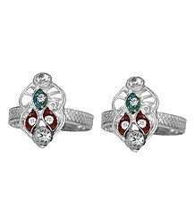 Pair of White Stone Studded Toe Ring