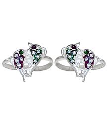 Pair of White Stone Studded Toe Ring