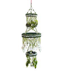 Green and White Beaded Chandelier Decorative Door Hanging
