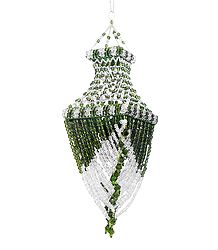 Green and White Beaded Chandelier Decorative Door Hanging