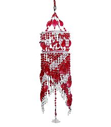 Red and White Beaded Chandelier Decorative Door Hanging