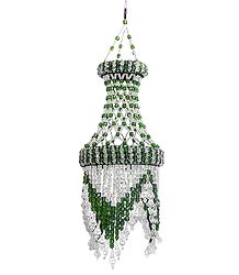 Green and White Beaded Chandelier Decorative Door Hanging