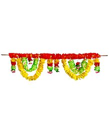 Yellow, Red and Green Flower Door Toran - Decorative Door Hanging