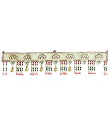 Embroidered Cloth Door Toran with Beads - (Decorative Door Hanging)