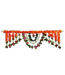 Cloth Flower Door Toran with Synthetic Jasmine - Decorative Door Hanging