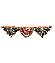 Cloth and Synthetic Flower Door Toran - (Decorative Door Hanging)